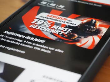 Es geht los: MediaMarkt schenkt 19 Prozent Mehrwertsteuer auf alles MediaMarkt 19 Prozent Mehrwertsteuer-Aktion Hinweis auf einem Smartphone