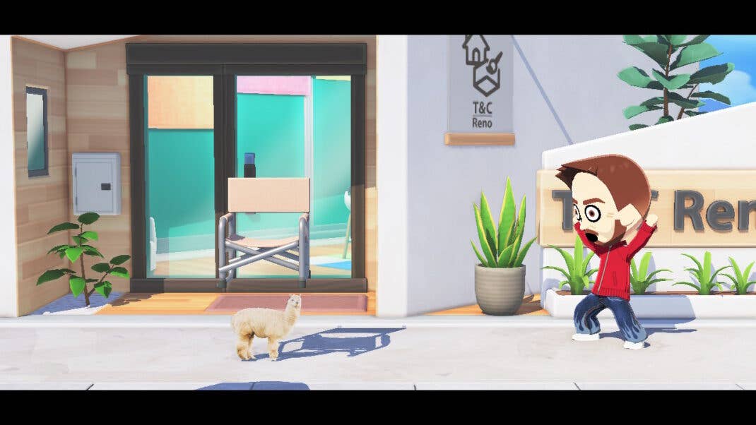 Robert Downey Jr sieht ein Lama mit einem Stuhl auf dem Kopf.