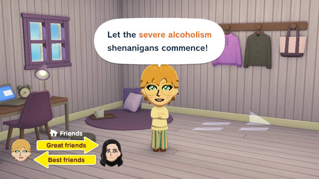 Ein Mii in einem vorgefertigten Zimmer.