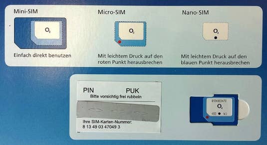 3-in-1-SIM-Karte von O2 3-in-1-SIM-Karte von O2