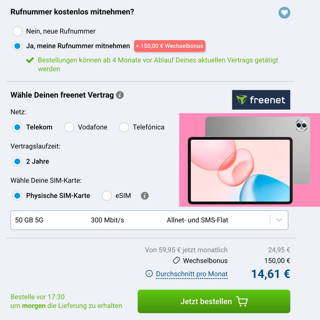 50-GB-Tarif im Telekom-Netz von Gomibo mit Tablet