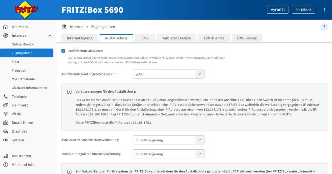 Failsafe-Einstellung bei der FritzBox