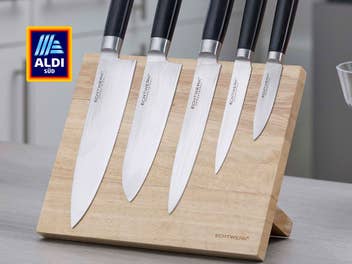 68 Prozent Rabatt - Aldi verkauft Damast-Kochmesser-Set mit Messerblock supergünstig