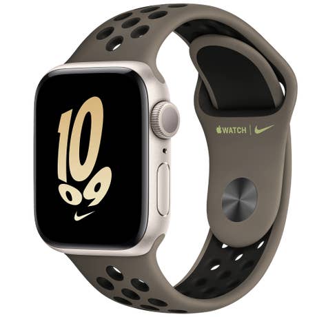 Apple Watch SE - Seite schräg mit Band - Aluminium Polarstern + Nike Band