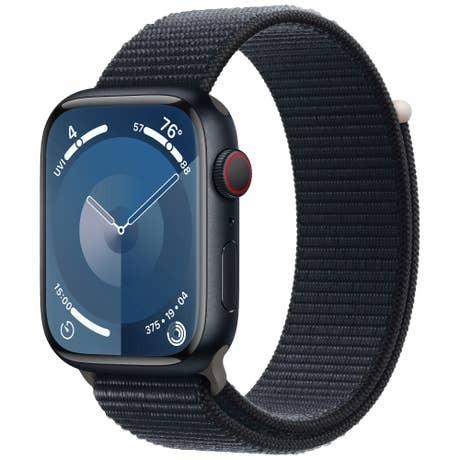 Apple Watch Series 9 Aluminium LTE - Seite mit Band schräg - Blau Sport