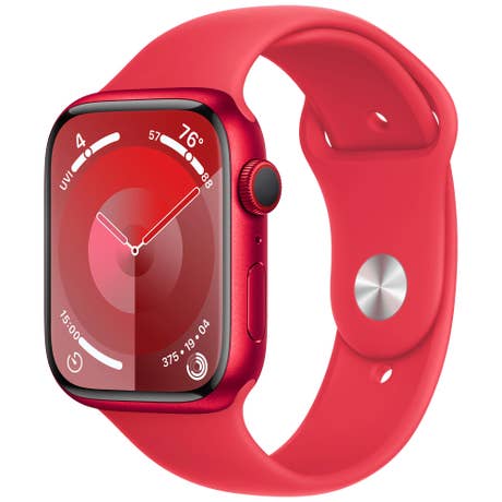 Apple Watch Series 9 Aluminium - Seite mit Band schräg - Rot