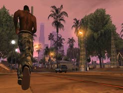 GTA2 GTA Mann läuft auf Palmen zu