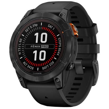 Garmin Fēnix 7 Pro Solar - Seite mit Band schräg - Schwarz-Grau