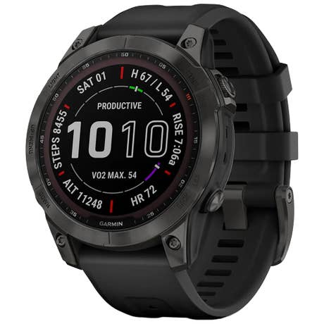 Garmin Fēnix 7 Sapphire Solar - Seite mit Band schräg - Grau