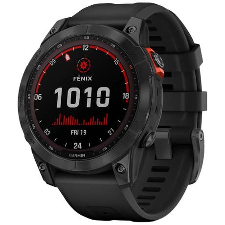 Garmin Fénix 7 Solar - Seite mit Band schräg - Schwarz