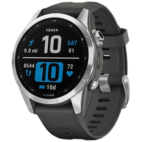 Garmin Fēnix 7S - Seite mit Band schräg - Silber