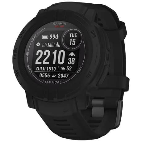 Garmin Instinct 2 Solar Tactical - Seite mit Band schräg - schwarz