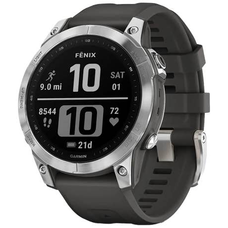 Garmin Fēnix 7 - Seite mit Band schräg - Silber