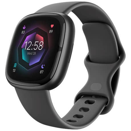 Google Fitbit Sense 2 - Seite mit Band schräg - Links - Nachtgrau