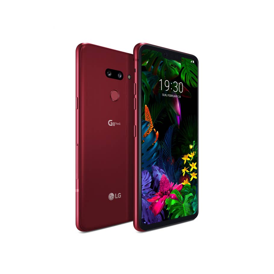 Das LG G8 ThinQ von der Seite in rot