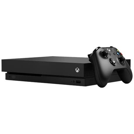 Microsoft Xbox One X - Front schräg mit Controller
