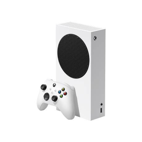 Microsoft Xbox Series S - Front schräg mit Controller