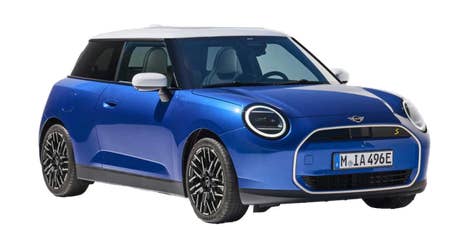 Mini_Cooper SE 2023_seitlich vorn_Freisteller_blau