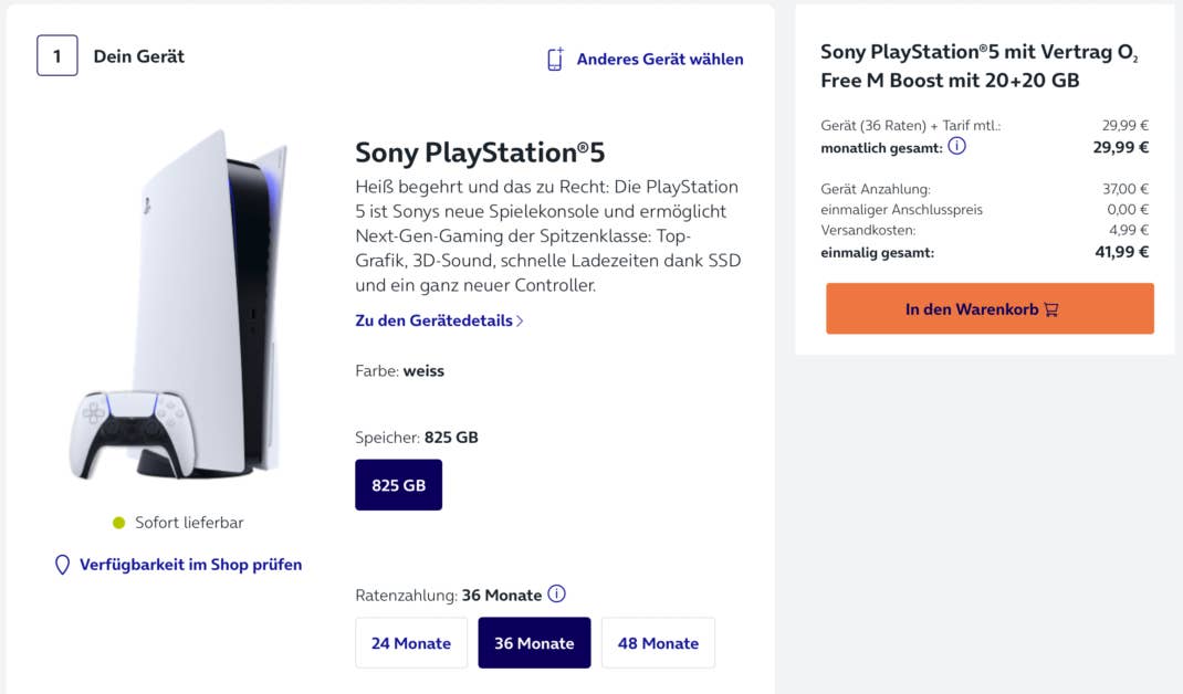 PlayStation 5 im Tarif-Bundle bei O2