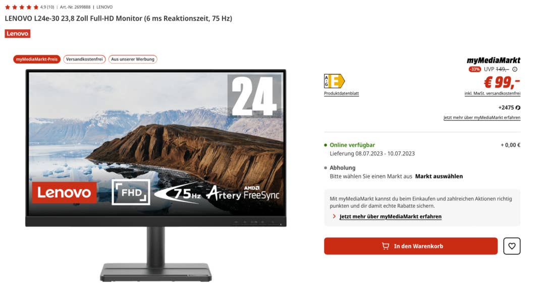 Produktseite für den 24-Zoll-Monitor