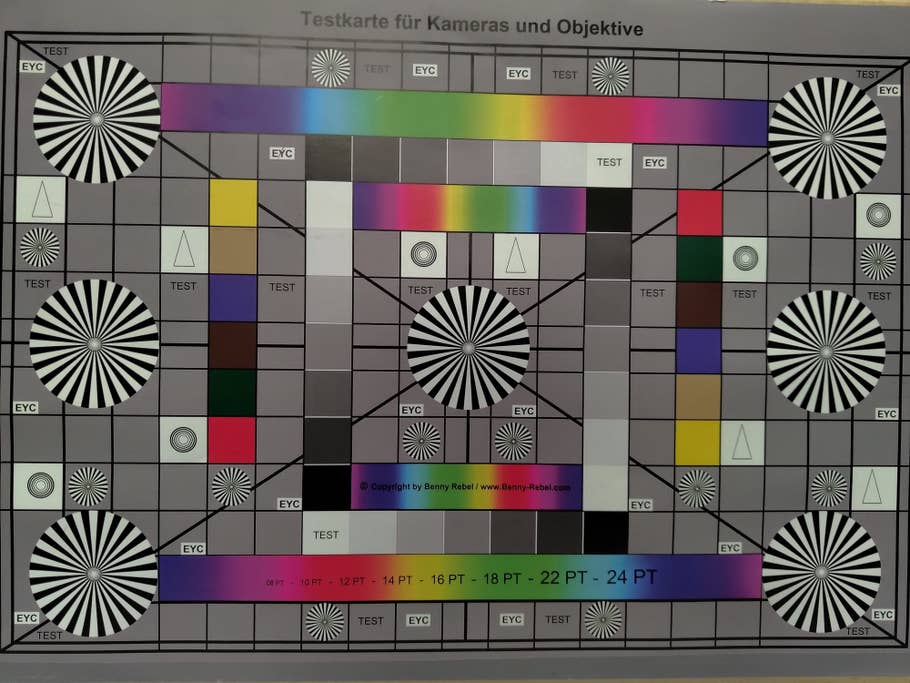 Der Referenz-Chart, aufgenommen ohne Blitz mit dem Razer Phone 2