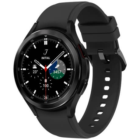 Samsung Galaxy Watch 4 Classic 46mm - Seite mit Band schräg - Schwarz