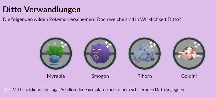 Welches dieser Pokémon ist in Wirklichkeit ein Ditto?