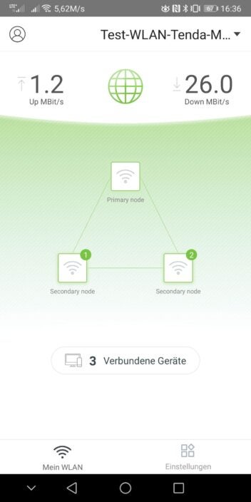 Screenshot aus der Tenda-WiFi-App