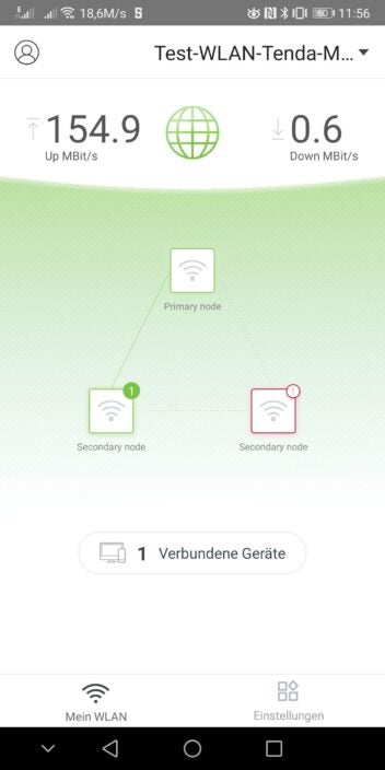 Screenshot aus der Tenda-WiFi-App