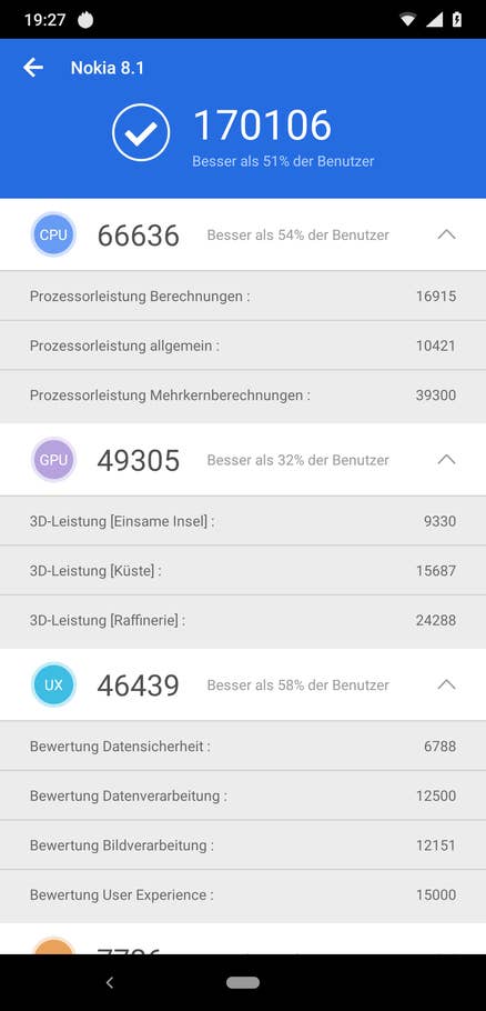 Benchmarktest mit dem Nokia 8.1