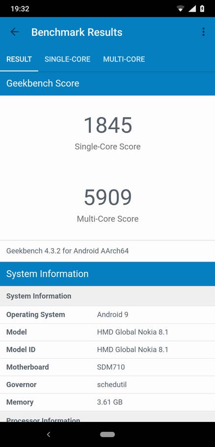 Benchmarktest mit dem Nokia 8.1