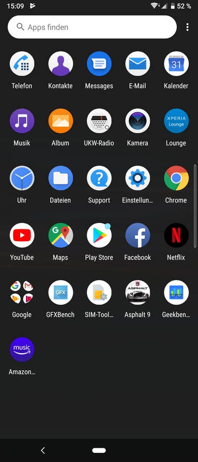 Der App-Drawer des Sony Xperia 10 Plus.