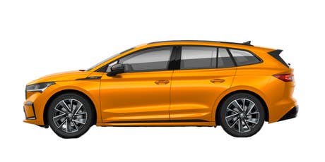 Skoda_Enyaq 85 Sportline 2023_seitlich_orange