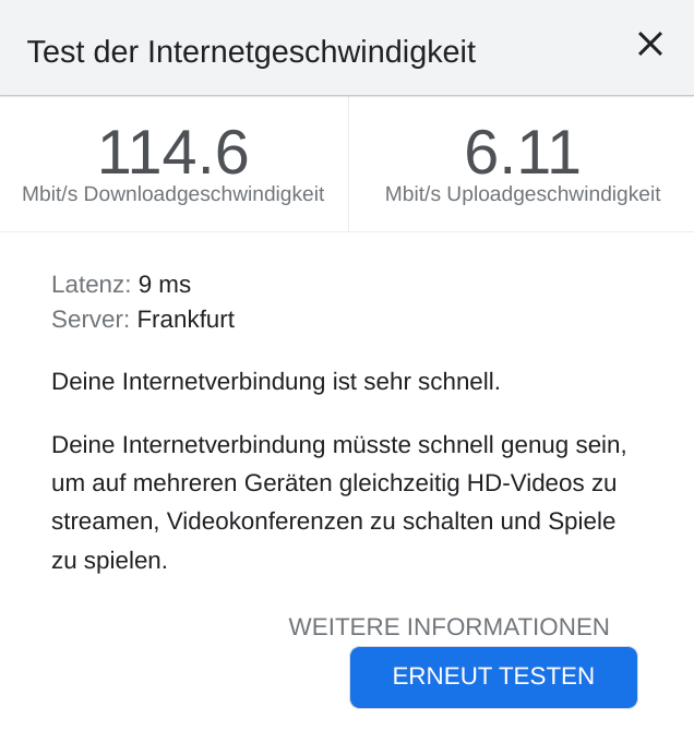 Speedtest von Google