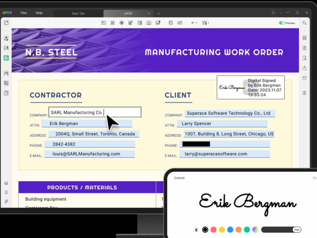 UPDF Unterschriften setzen
