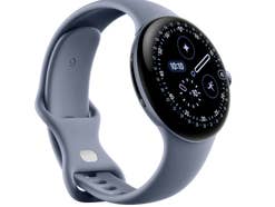 Google Pixel Watch 4 (41mm) in silber schräg von vorne