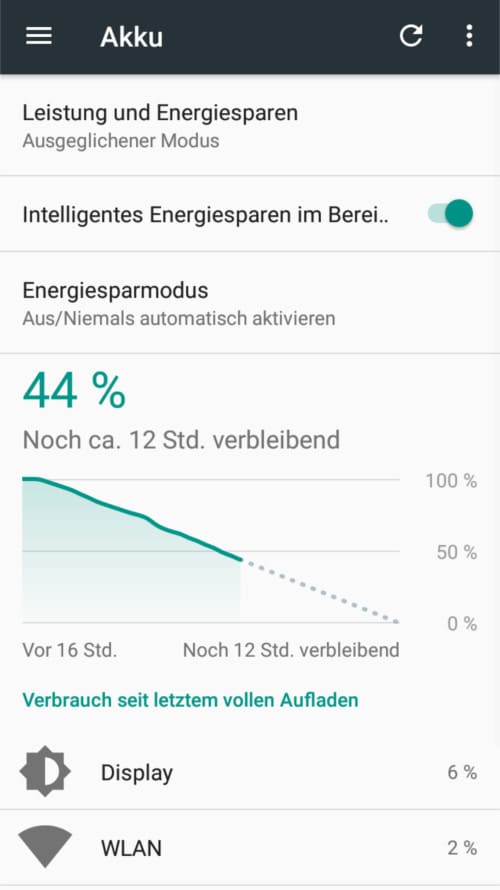 Akkuanzeige des HTC Desire 12