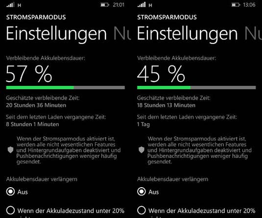 Akkulaufzeit Lumia 435