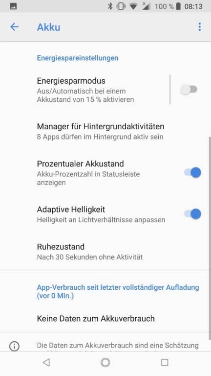 Akkuleistung des Nokia 8 Sirocco