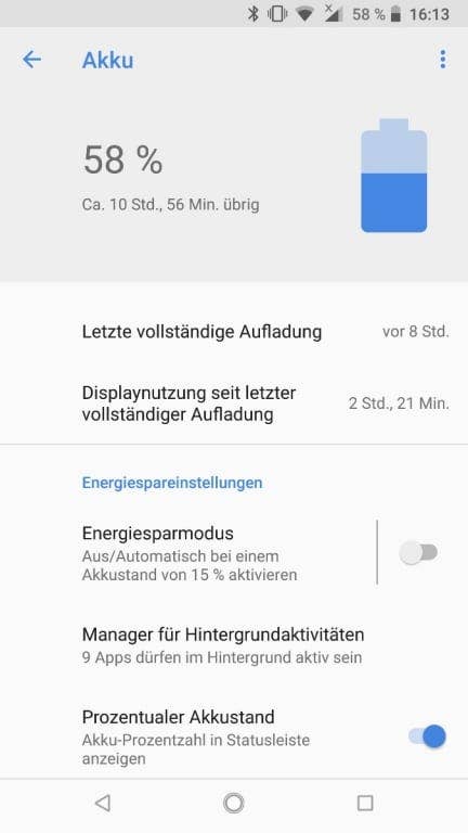 Akkuleistung des Nokia 8 Sirocco