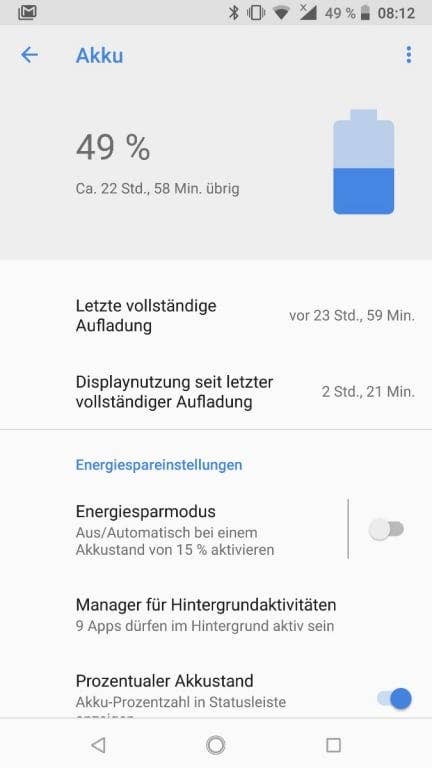 Akkuleistung des Nokia 8 Sirocco