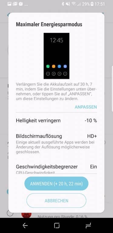 Akku-Manager und Energiesparmodi im Samsung Galaxy S8