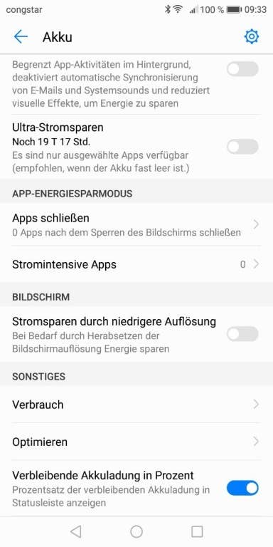 Akkutestwerte des Honor 7X