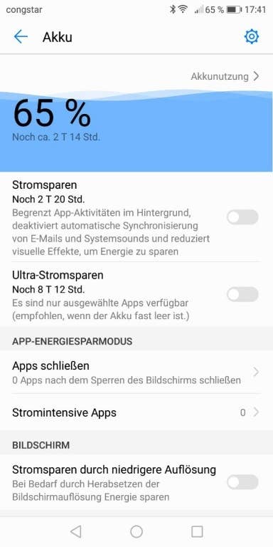 Akkutestwerte des Honor 7X