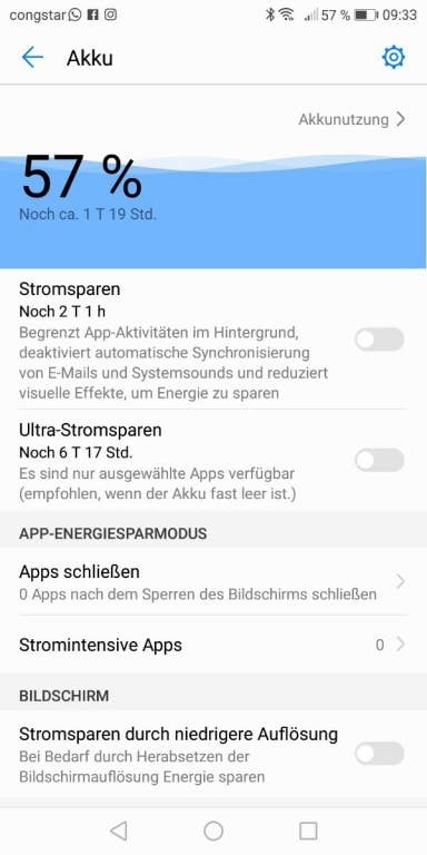 Akkutestwerte des Honor 7X