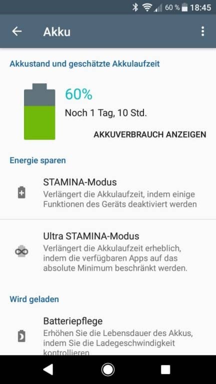 Akkuwerte des Sony Xperia L2