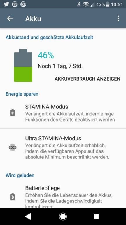 Akkuwerte des Sony Xperia L2