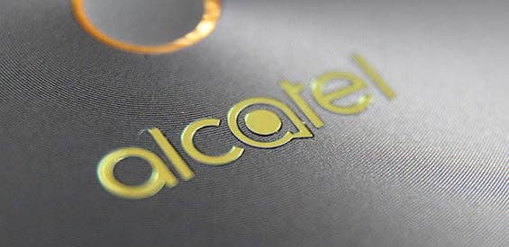 Logo von Alcatel auf einem Alcatel-Produkt Logo von Alcatel auf einem Alcatel-Produkt