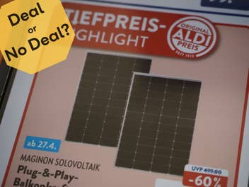 Aldi-Angebot zu einem Balkonkraftwerk mit der Frage 
