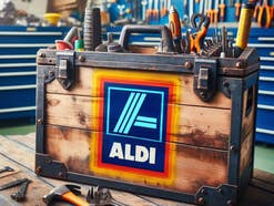 Werkzeugkoffer mit Logo von Aldi Süd.